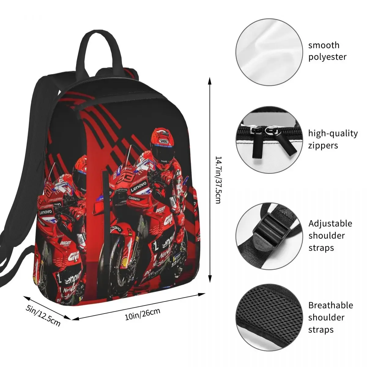 sac à dos de course de moto marqueze, sac à livres pour étudiants garçons et filles, sac d'école pour enfants, sacs à bandoulière pour ordinateur portable pour hommes et femmes