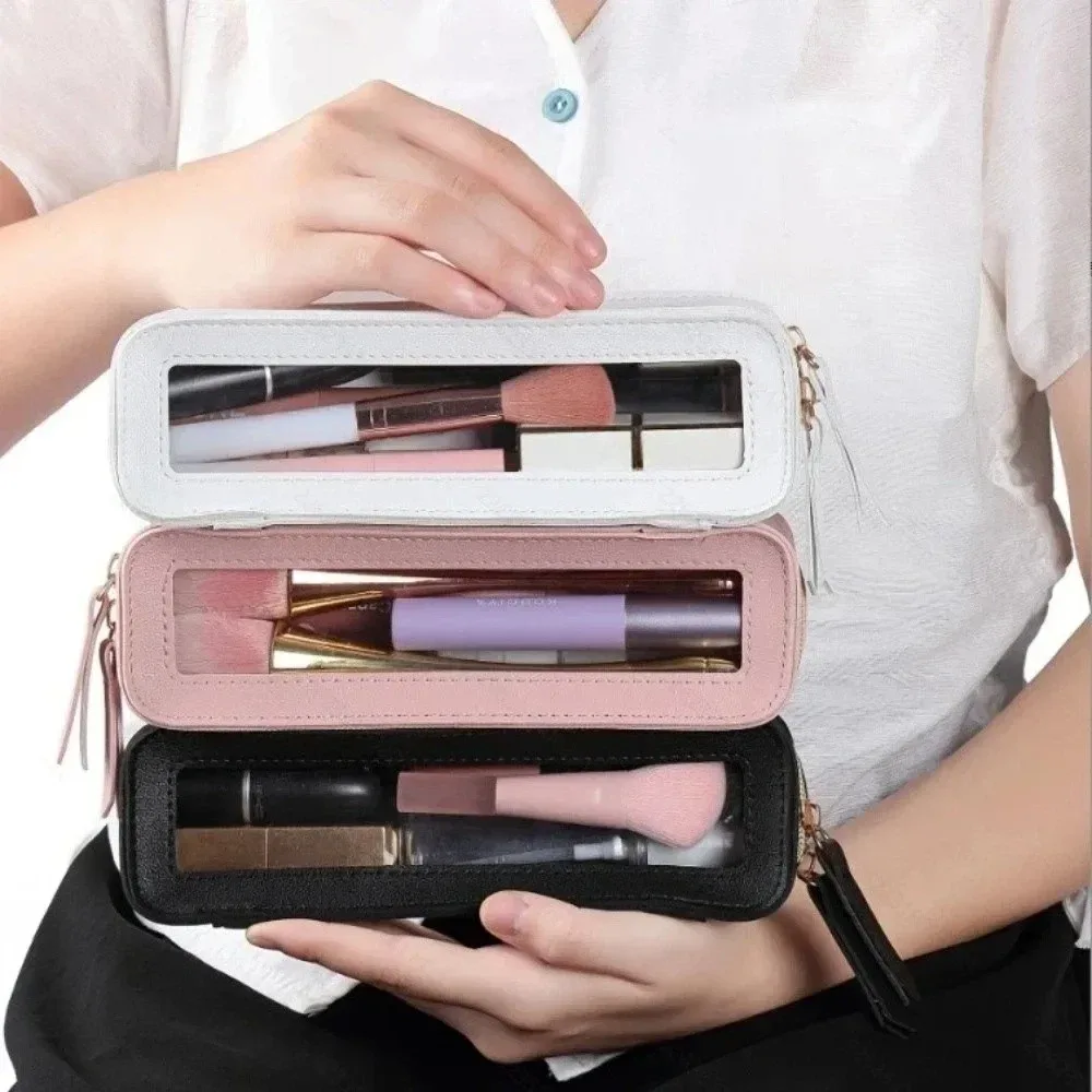 étuis cosmétiques pvc transparent fermeture éclair couleur blanc rose noir décontracté voyage cosmétiques pochettes rangement