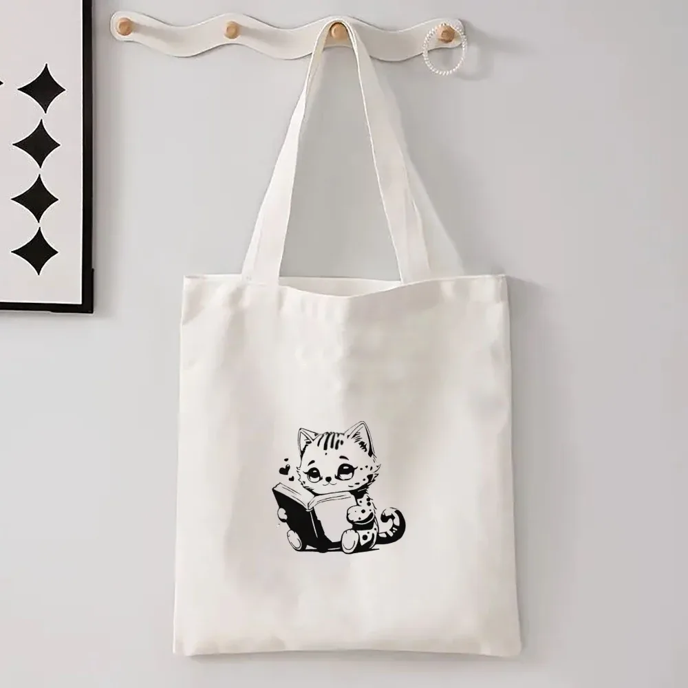 sac à bandoulière élégant pour femmes, motif papillon et panda, style kawaii, animaux de dessin animé, chat, grand sac fourre-tout.