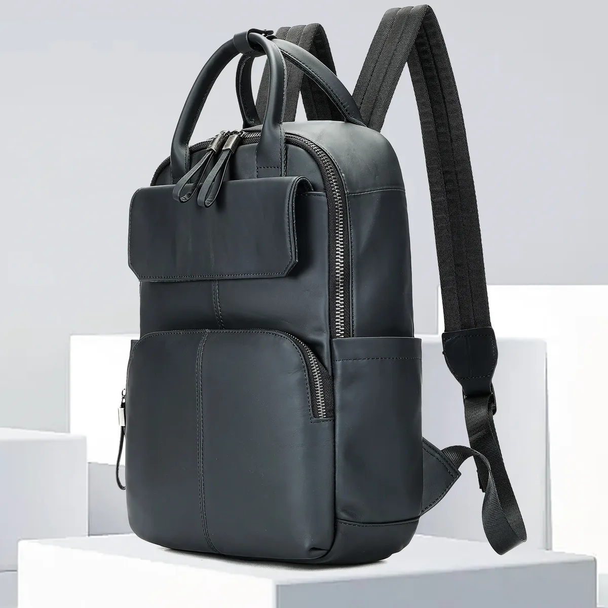 sac à dos en cuir véritable pour homme, grande capacité, sac de voyage d'affaires en cuir pleine fleur, pour le travail, les trajets quotidiens et les loisirs