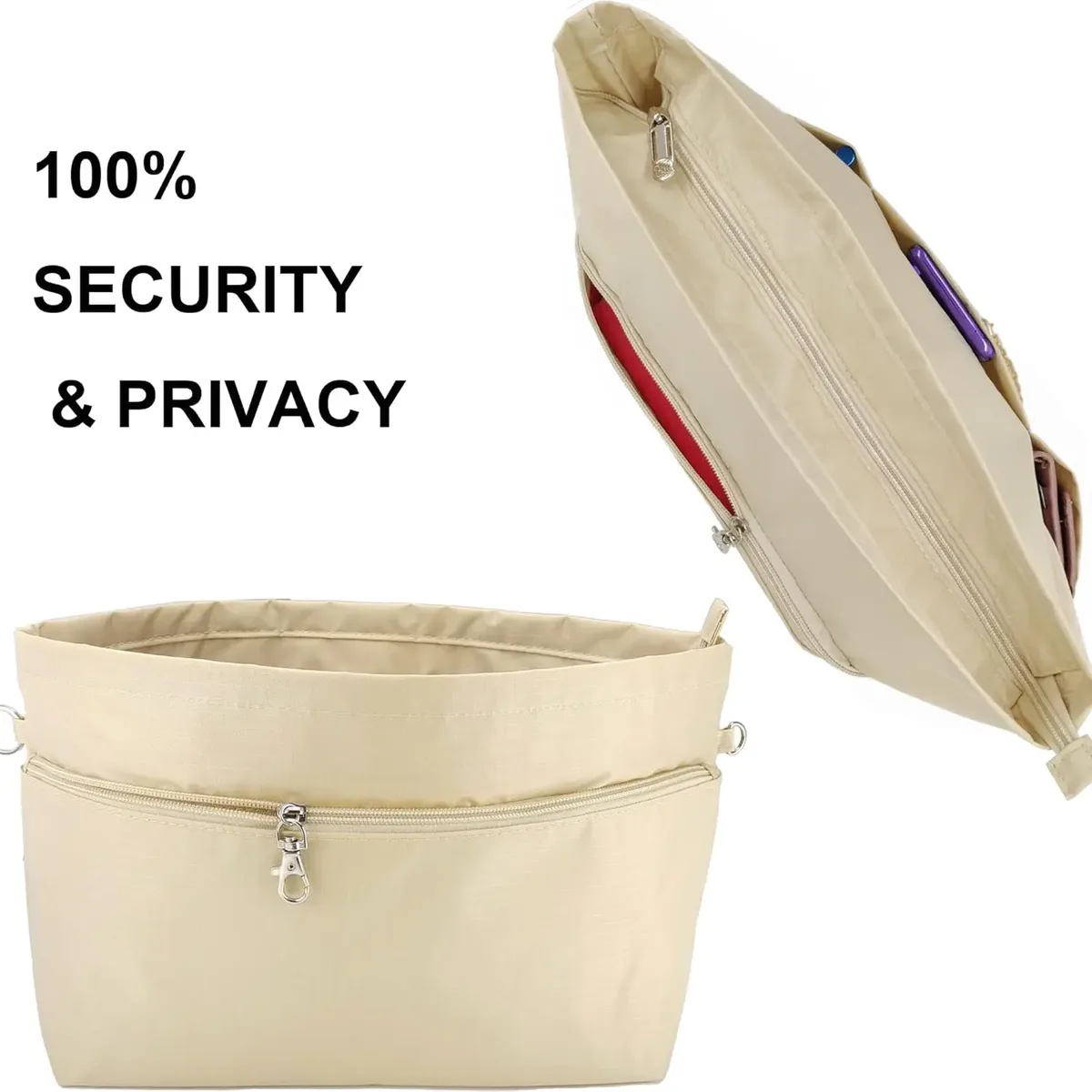 sac à main fourre-tout sac à main organisateur insérer sac doublure shaper diviseur fermeture éclair 11 poches compartiments