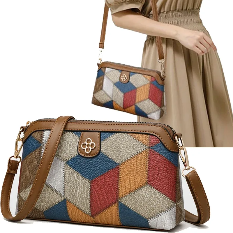 Sac à dos de style neutre pour hommes et femmes, sac à bandoulière, sac à bandoulière unique ethnique de petite taille, combinaison de couleurs