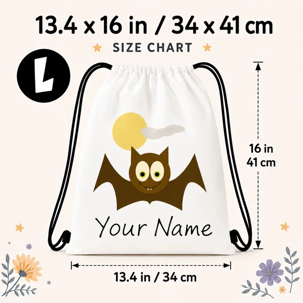 sac à dos de rangement personnalisé pour halloween, sac à cordon léger avec impression de nom personnalisable pour halloween trick or treat