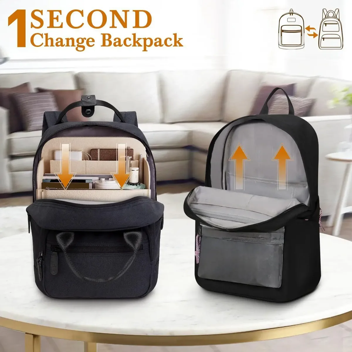 organisateur de sac à dos multi-poches grande capacité en feutre pour rangement intérieur de sac à dos, sac de rangement pour livres