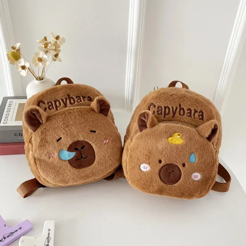 nouveau style sac à dos en peluche pour femmes, cadeau pour filles et enfants, sac à dos portable en peluche capybara, animaux de dessin animé mignons, sac à dos capybara
