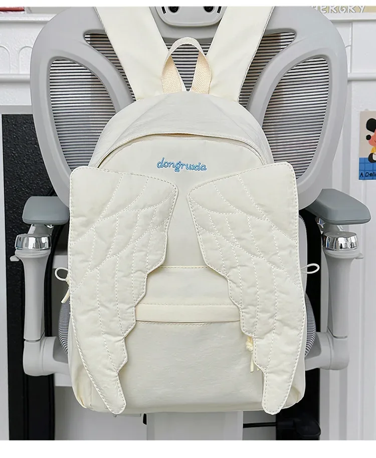 sac à dos pour femmes avec ailes d'ange, sac à dos en toile polyvalent pour filles, sac de voyage d'extérieur de grande capacité