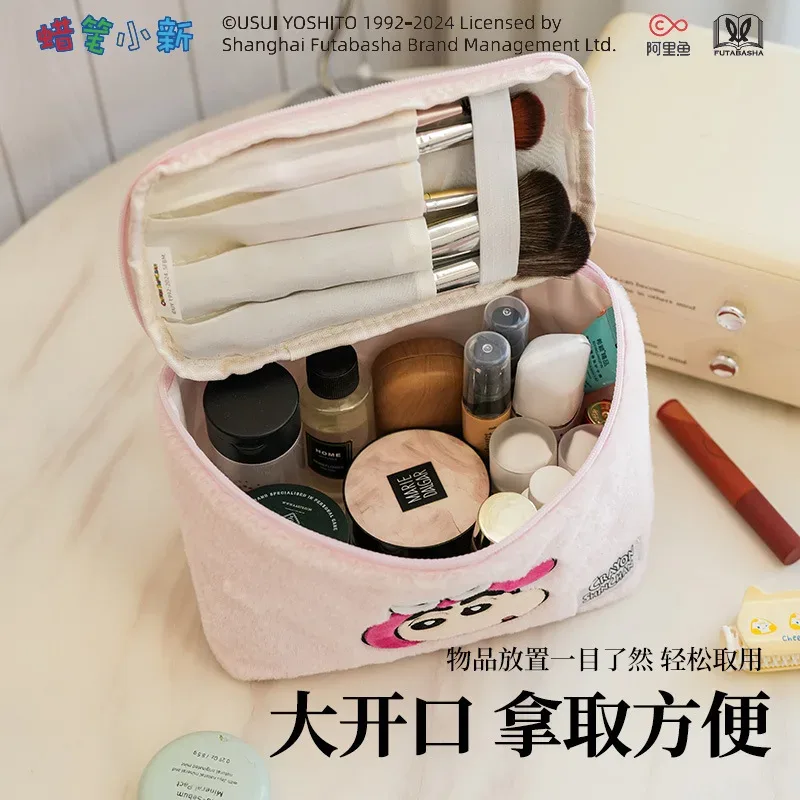 trousse toilette feutre rose vert personnages animés shin-chan maquillage voyage compact rangement cosmétiques usage femmes hommes jeunes adolescents