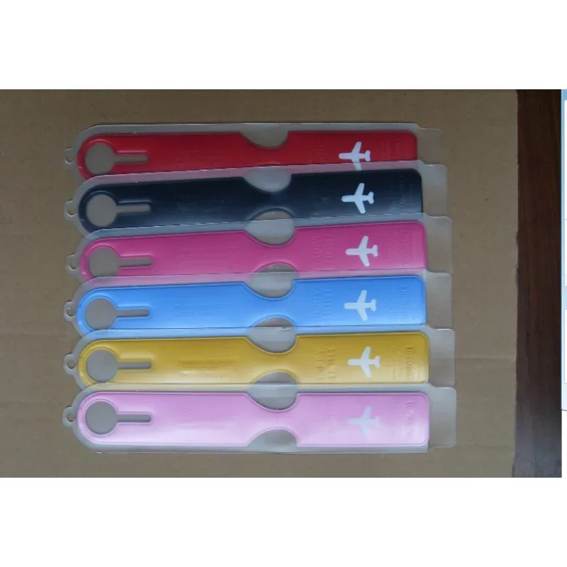 étiquette bagage pvc transparente rouge bleu noir rose jaune voyage avion identification nom adresse