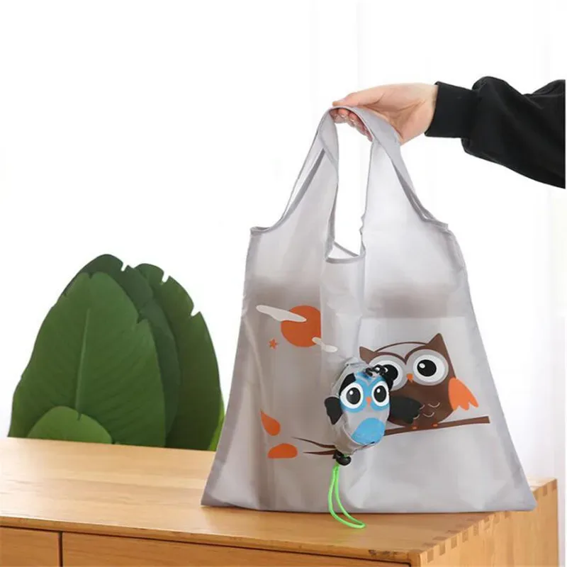 sac à provisions pliable en forme de l, théâtre d'animaux mignon, fourre-tout réutilisable, sac à main portable, sac de voyage lancé, sacs de rangement pliants, organisateur