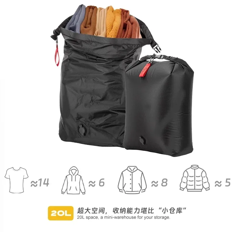 sac de compression sous vide pour glamping, pas de pompe nécessaire, organisateur d'équipement imperméable pour sac de couchage, doudoune, vanlife, économiseur d'espace