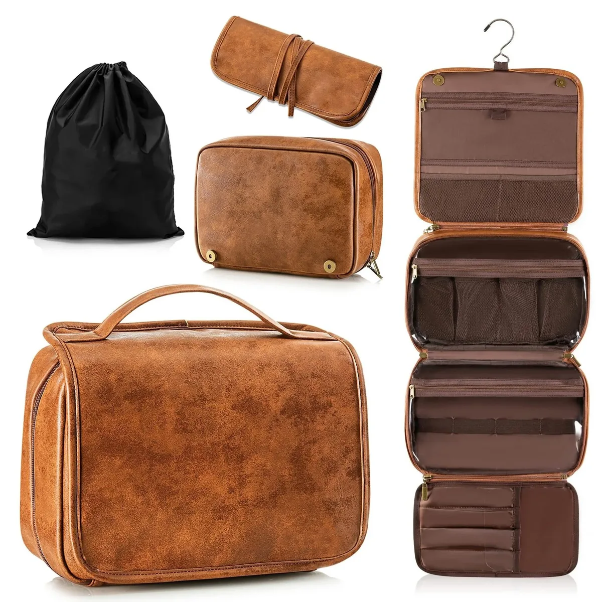 trousse de maquillage de voyage pour femmes, grande capacité, organisateur de cosmétiques portable, sacs de toilette, porte-brosse sur pied vertical