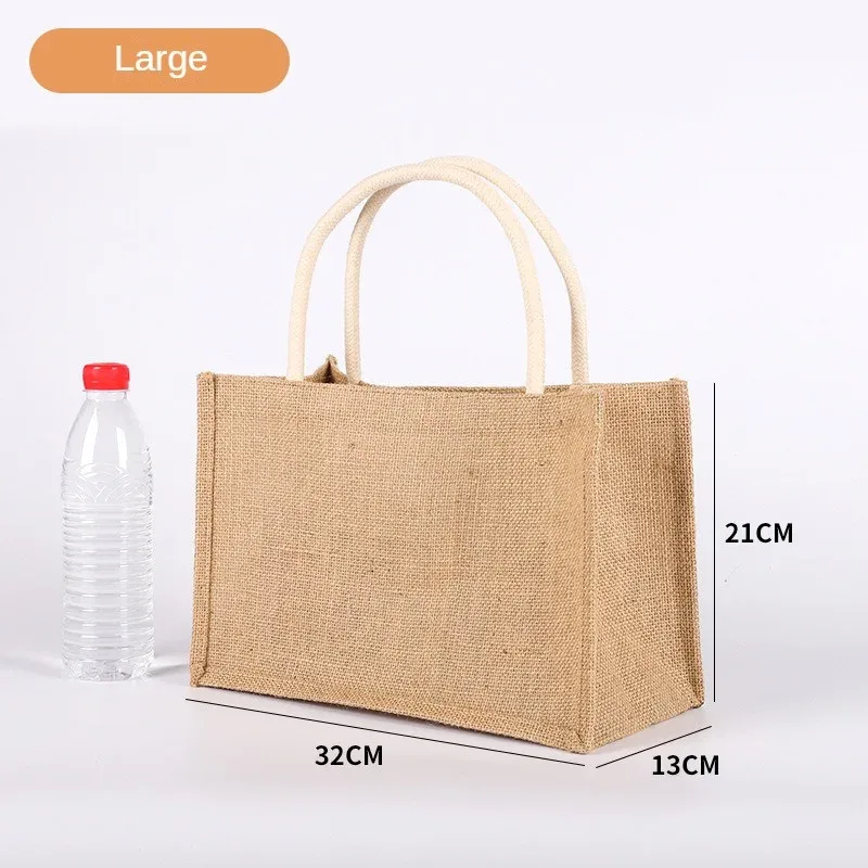 sac fourre-tout en lin vintage pour femmes, sacs à main de plage d'été, sac de bricolage rétro, sac à cuillère portable, sac à provisions multiple top foy