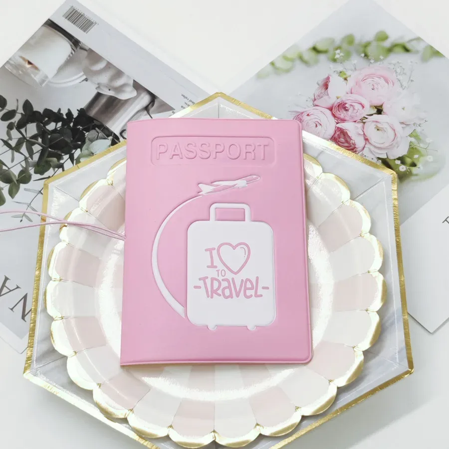 pochette passeport pvc motif valise je voyage beaucoup jaune rose noir beige voyage étudiant homme femme accessoire