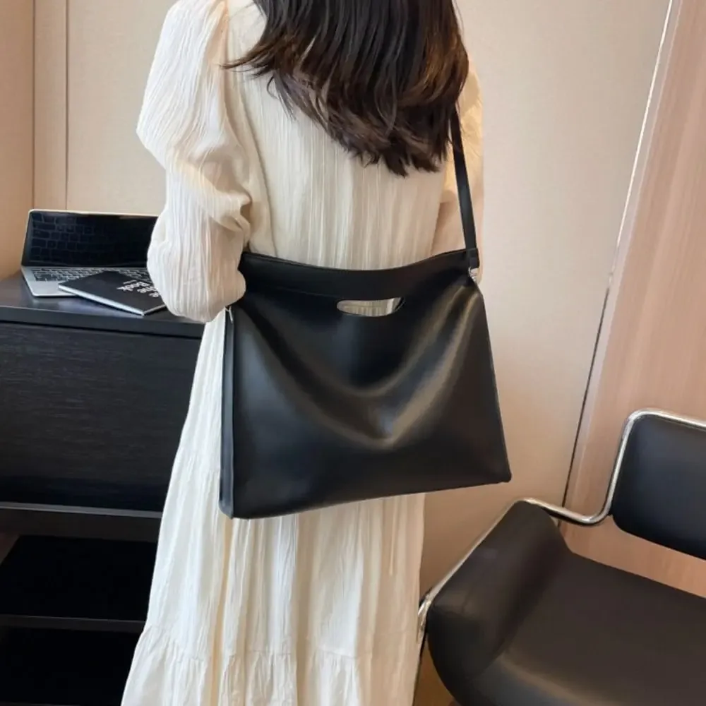 sac fourre-tout élégant en pu pour documents de bureau, couleur unie, grande capacité, sacoche pour ordinateur, sac bandoulière, sac à main, sac de voyage