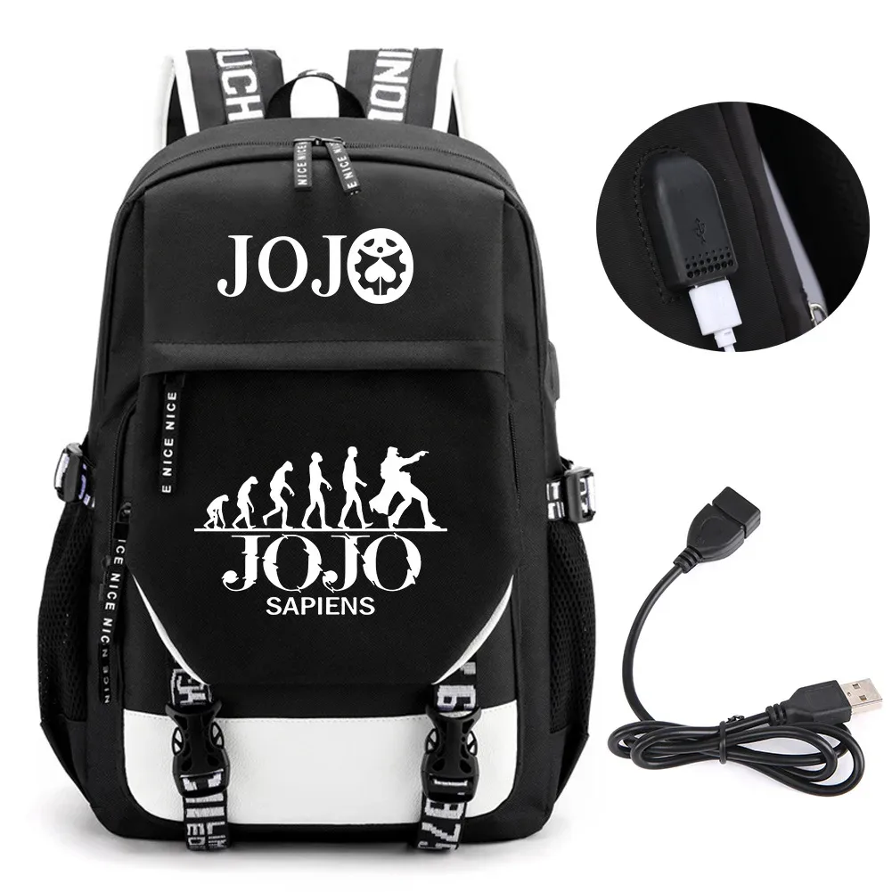 anime jojo bizarre adventure kira sac à dos école livre sacs mochila voyage usb port sac ordinateur portable garçon filles sac à dos