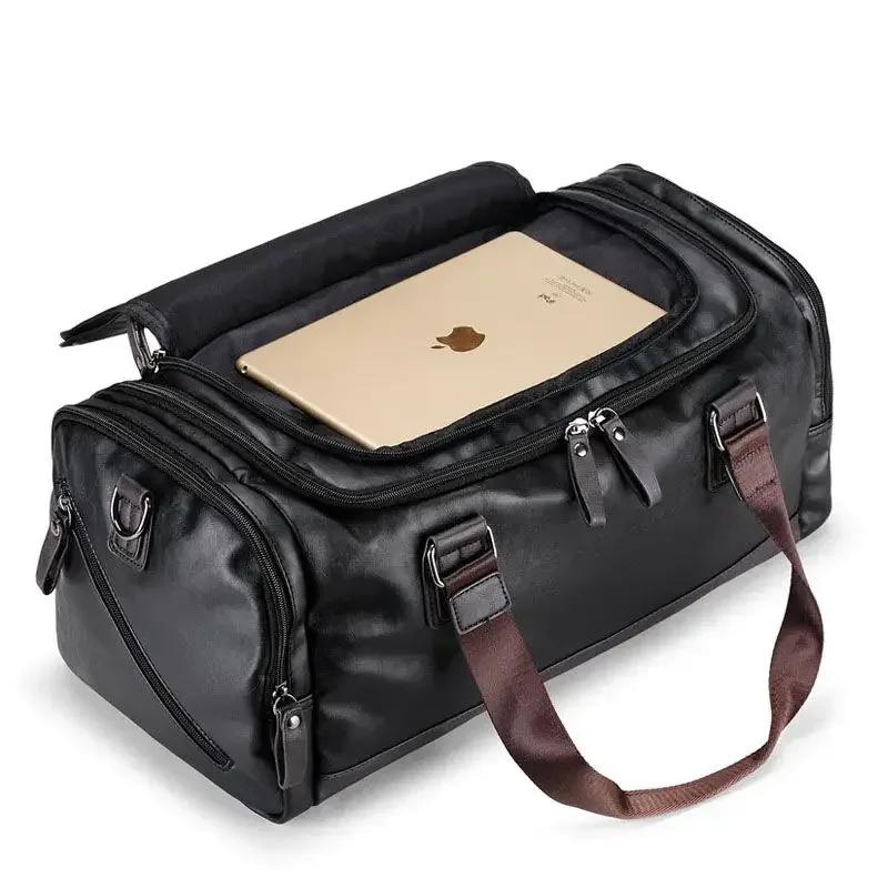 sac de sport en cuir pu pour hommes sacs de sport polochon voyage bagages fourre-tout sacs à main pour homme fitness hommes voyage sac à bandoulière sac de voyage