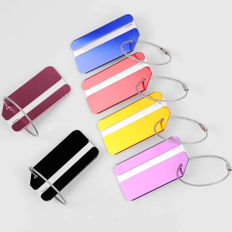 étiquettes de bagage de voyage en métal de mode étiquettes de nom de bagage porte-étiquette d'adresse de valise étiquette de bagage en alliage d'aluminium accessoires de voyage