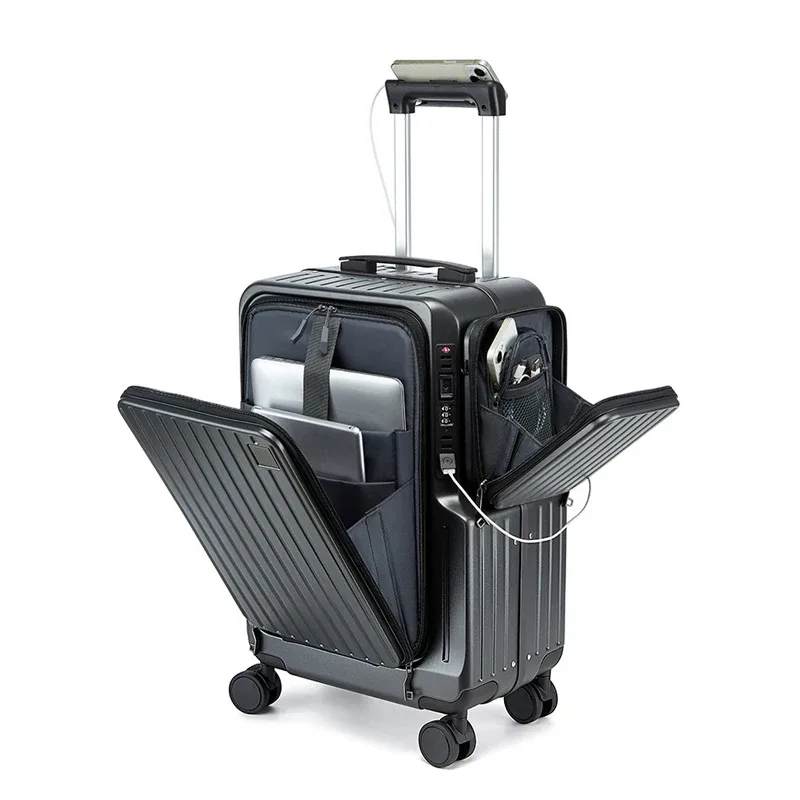 Valise Polyvalente Roues Toupies Poignée Supérieure Compartiments Intérieurs Sac Détachable Noire Grise Voyage Business Week End