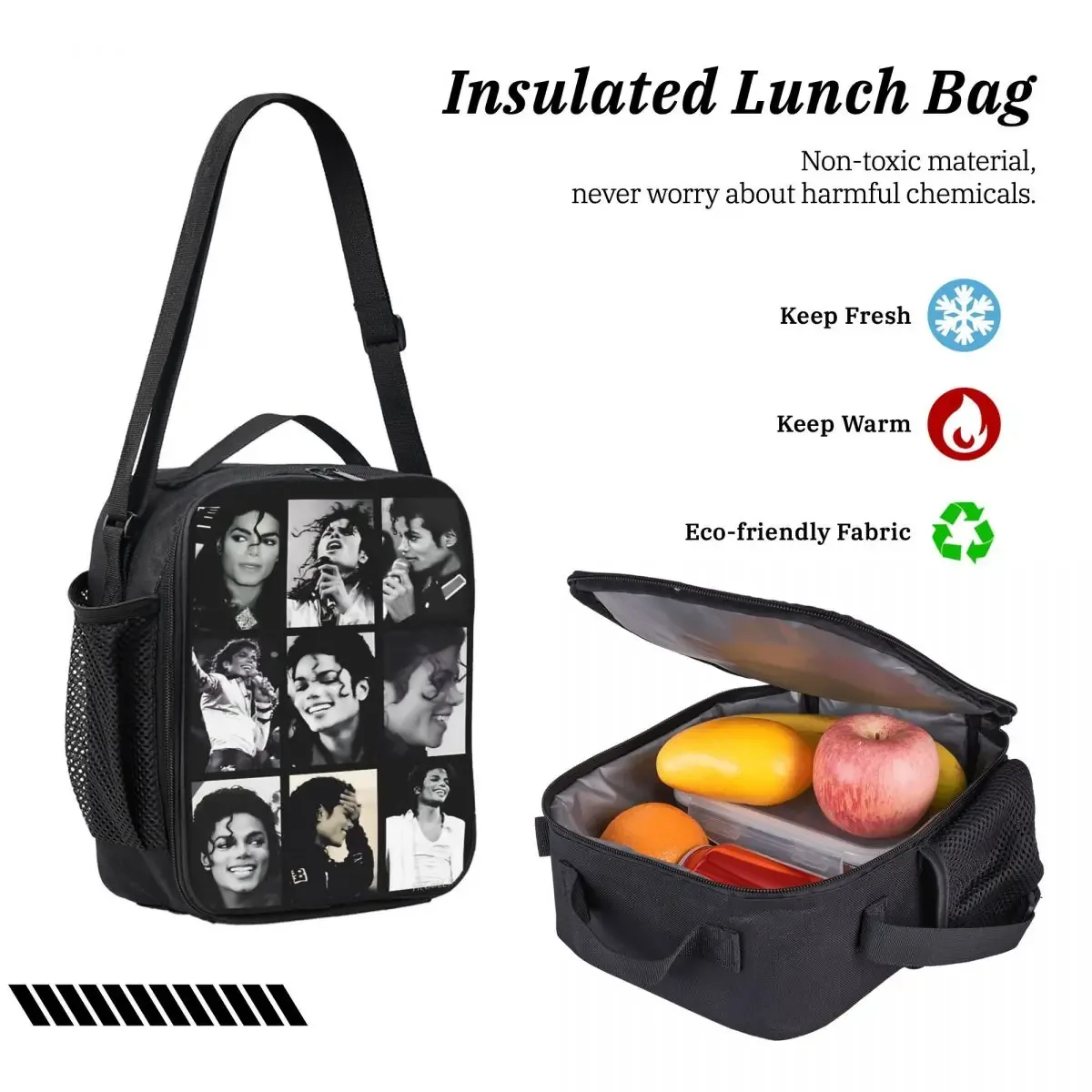 sac à dos mj pop king 3 pièces/ensemble pour étudiant, sac à bandoulière, sac à déjeuner, trousse à crayons