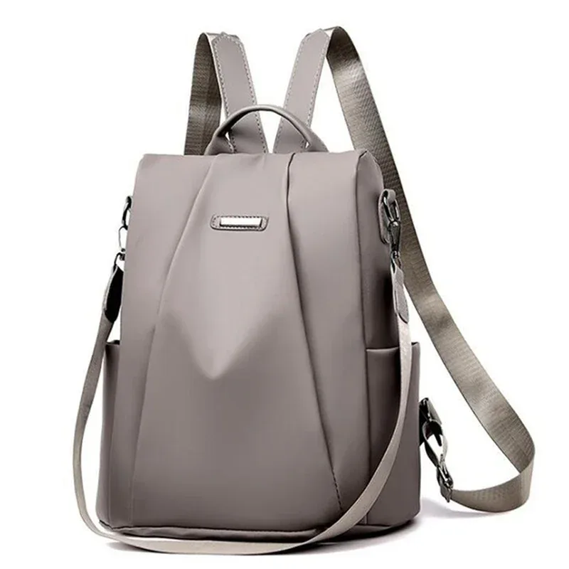 sac à dos multifonction pour femmes, sac d'école décontracté en nylon de couleur unie pour filles, sac à bandoulière de voyage à la mode avec sangle détachable