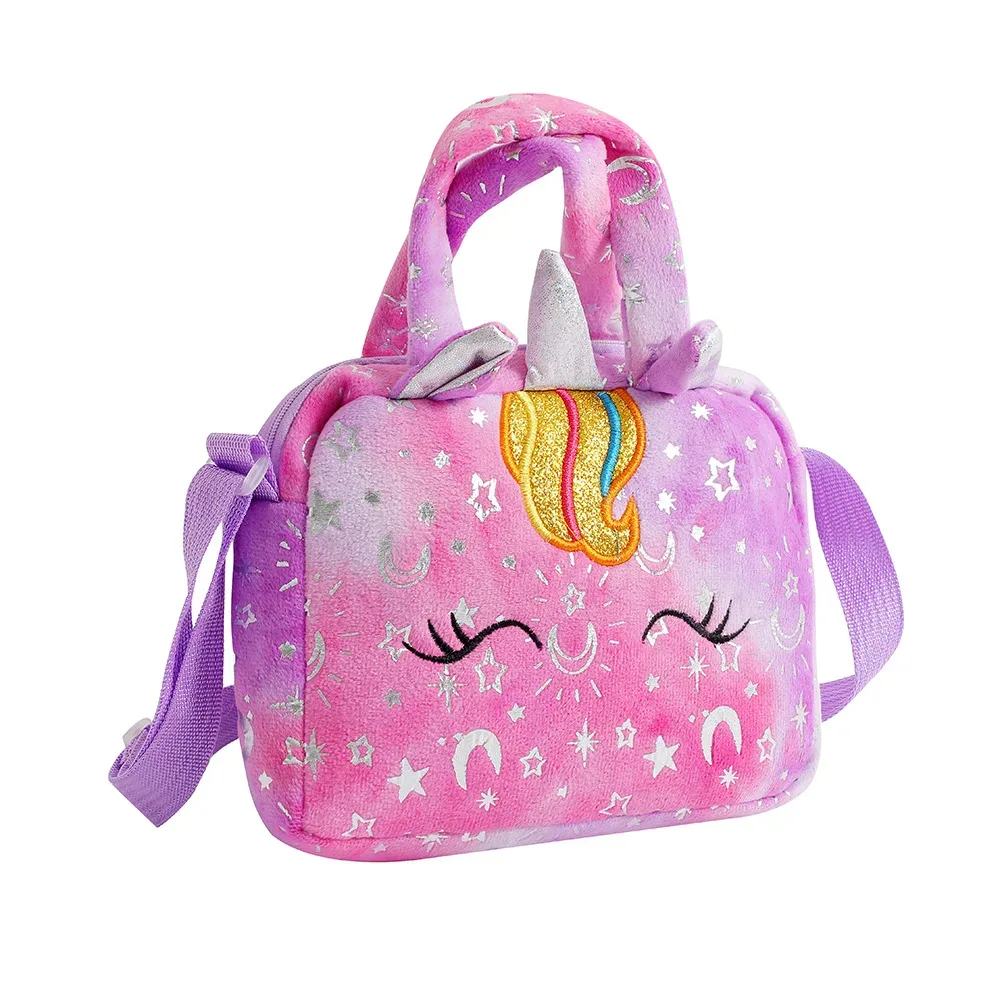 sac à bandoulière licorne en peluche pour bébé, sac de rangement à bandoulière mignon, sac à bandoulière coloré pour girly