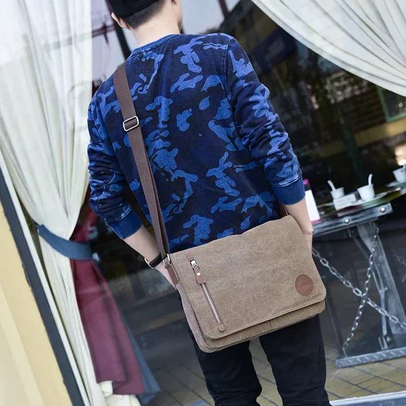 sacs à bandoulière en toile pour hommes, sacoches unisexes, grands cartables rétro pour voyage, porte-documents enveloppe, 2023