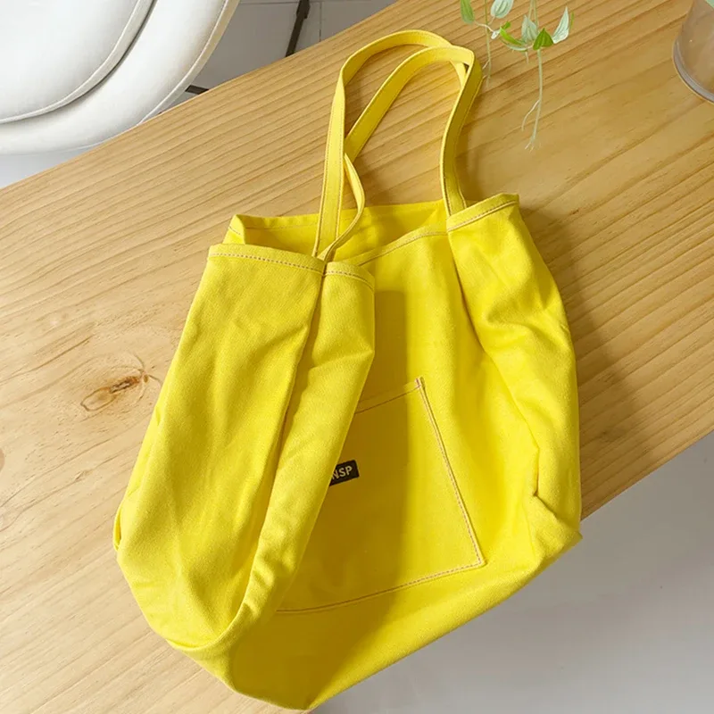 sac en toile de haute qualité réutilisable shopping sac à bandoulière femmes simple décontracté usage quotidien sac à main fourre-tout femme portable pliant sac à main