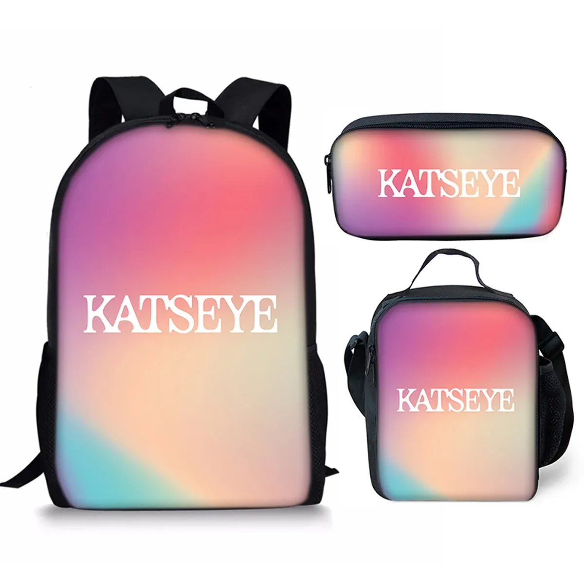 sac à dos d'école kpop katseye 3d imprimé, 3 pièces/ensemble, avec sac à déjeuner et trousse à crayons – nouveauté amusante et populaire de luxe