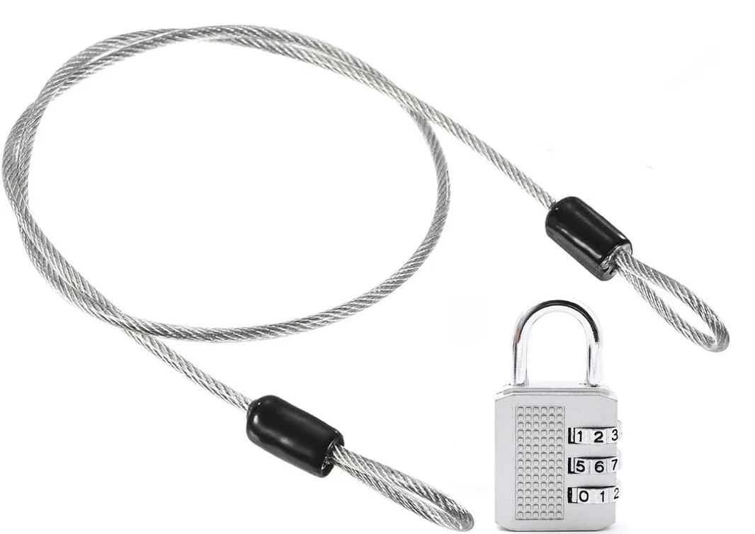 cadenas métallique combinatoire chaîne metaillique noir gris chaîne épaisse boutons extremite voyage valise sécurité