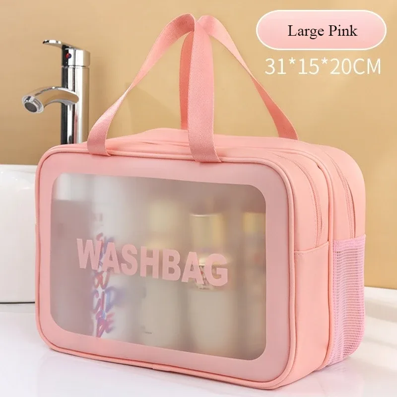trousse de toilette grande capacité étanche avec séparation humide/sèche en pu givré double couche – sac de voyage maquillage et lavage – organisateur de salle de bain