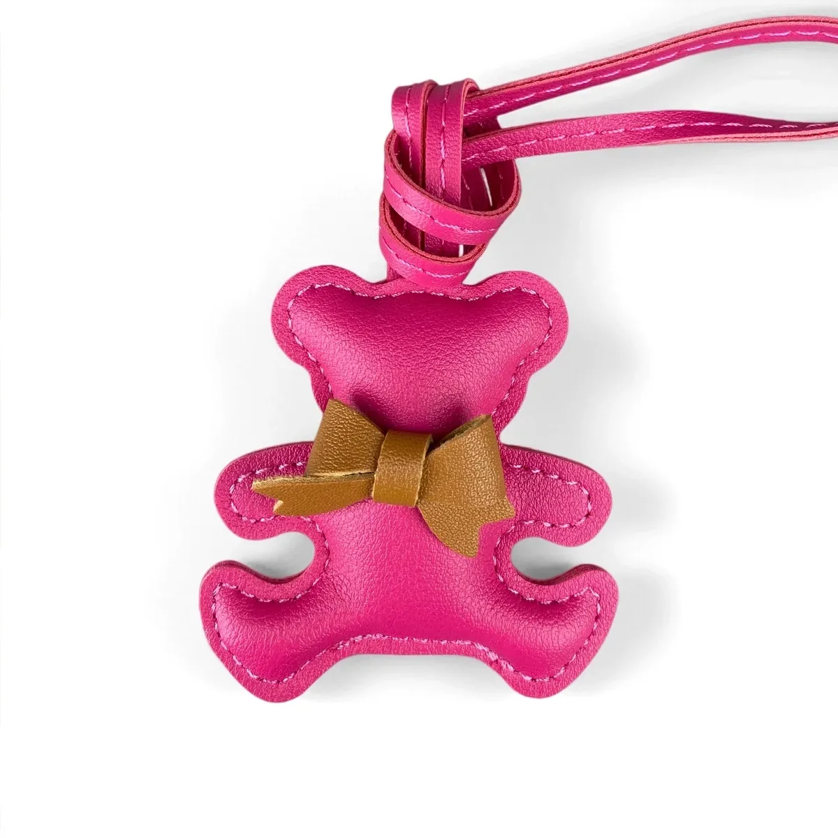 adorable breloque de sac en cuir pu en forme d'ours, pose câlin avec un petit nœud, pendentif animal pour sacs à main et sacs à dos, cadeau pour filles
