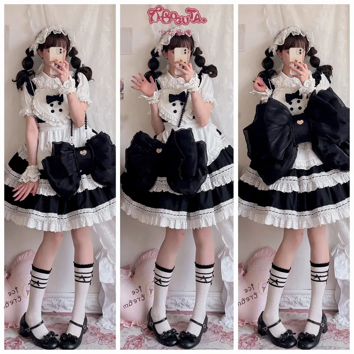 japonais 2025 nouveau original lolita bidimensionnel élégant fée gaze arc sac doux dame jk uniforme mignon poupée sens sac à dos