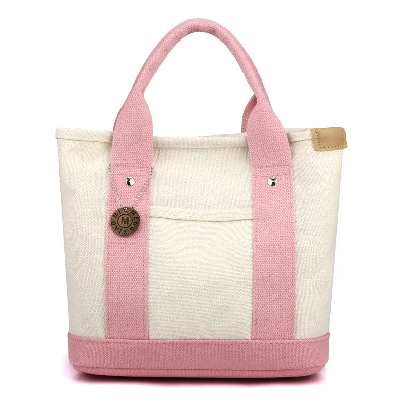 sac fourre-tout en toile portable de grande capacité, sac seau à bento pour déjeuner de loisirs, sac à main multi-divisé