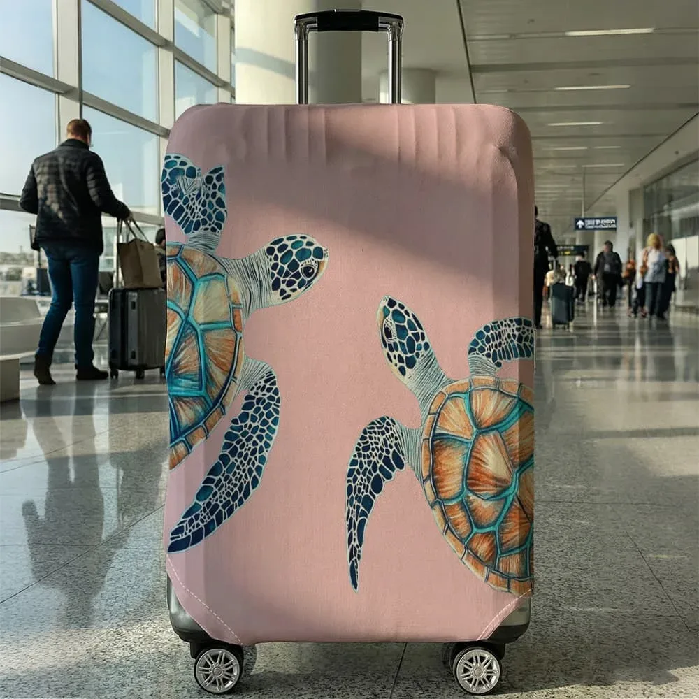 housse de protection pour bagages motif double tortue des profondeurs, convient aux bagages de 18 à 32 pouces, avec protège-poignées, accessoire de voyage