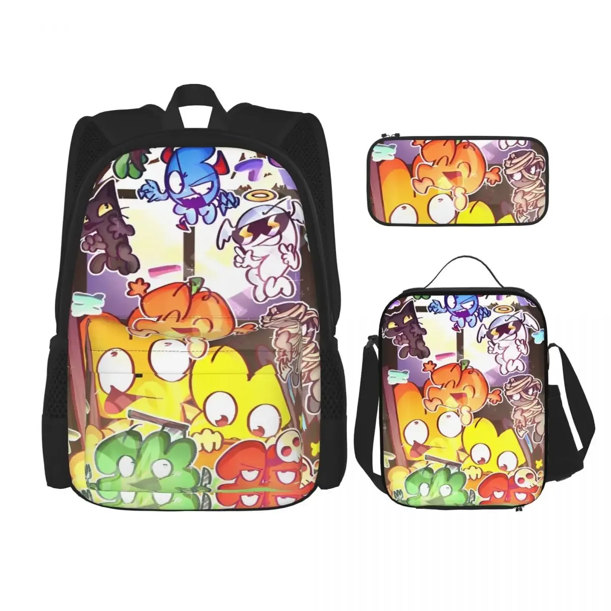 bfdi battle for dream island 3pecs/ensemble sac à dos pour étudiant collège sac à bandoulière sac à déjeuner trousse à crayons