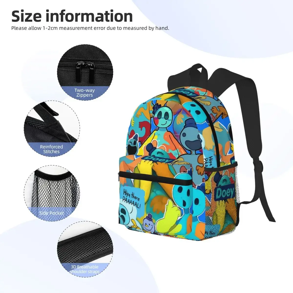 doey doughman horror pianosaurus sac à dos pour étudiants, sac d'école, sac à dos de randonnée, sac de voyage pour hommes et femmes, sac à bandoulière