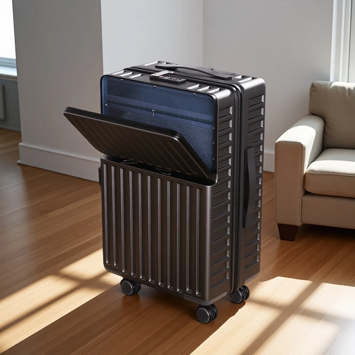 valise rigide rosahqnda, lot de 2, valise à roulettes 20/24 pouces, valise de voyage, tsa/abs, noir/gris