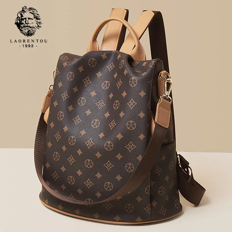 sac à dos pour femme laorentou en cuir pvc, sac d'école décontracté, sac de transport grande capacité pour l'hiver, sac antivol de haute qualité