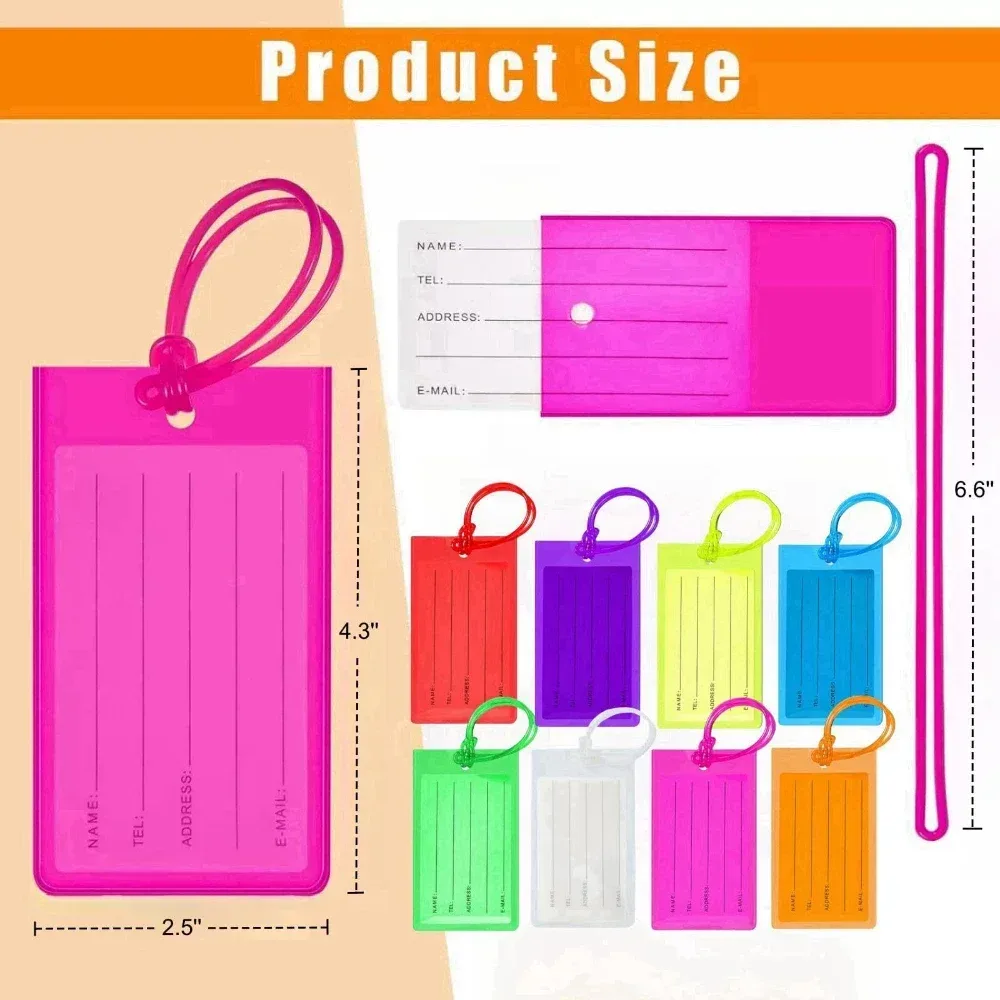 étiquette de bagage transparente en pvc souple, étiquette de bagage de valise mignonne, carte de bagage de voyage, étiquettes de sac, porte-carte d'identité, accessoires de voyage