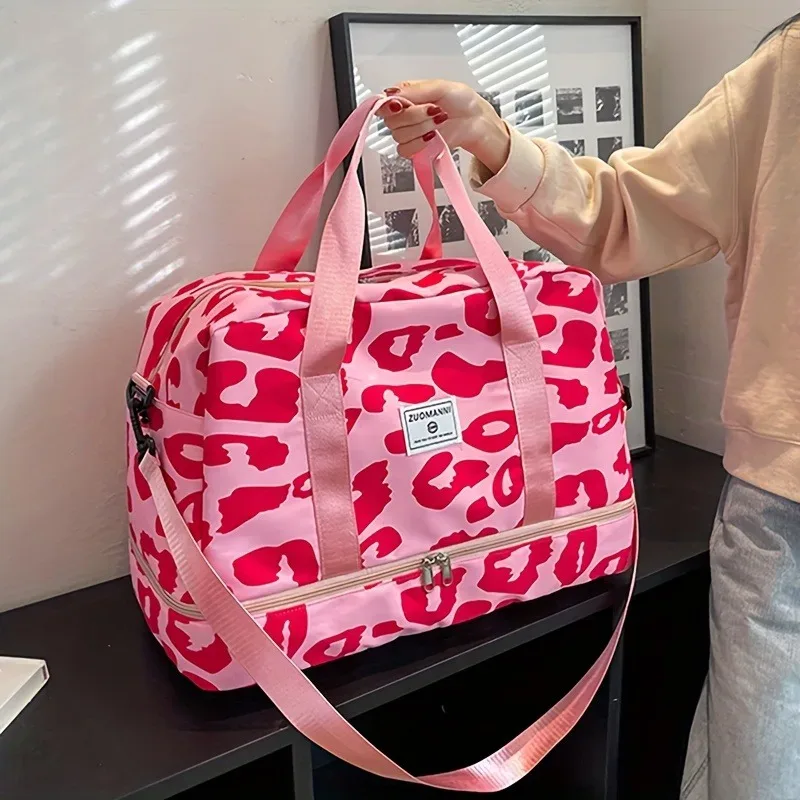 sac de voyage en nylon grande capacité avec imprimé animal, sac de sport et de gym, sac de rangement portable, sac de week-end pour femme