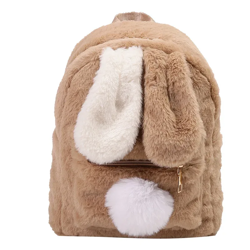 sac à dos en peluche personnalisé pour femmes en automne et en hiver, nouvelles oreilles de lapin mignonnes, sac à dos pour femmes, sac en peluche