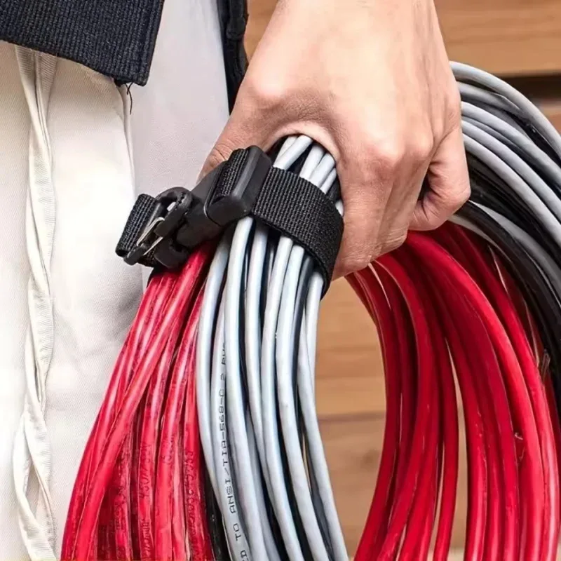 organisateur de rallonge réglable noir avec boucle à 3 axes - sangle de rangement robuste pour l'organisation d'atelier et de garage