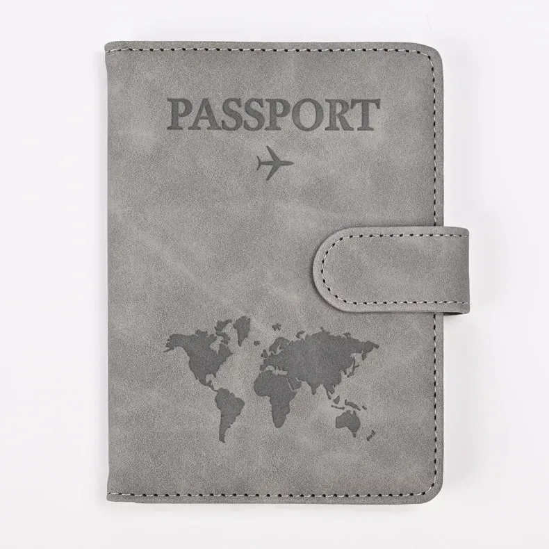 porte-passeport en cuir, portefeuille de voyage avec fente pour carte d'identité et carte de crédit, housse de passeport en cuir pu, protection de passeport bloquant rfid