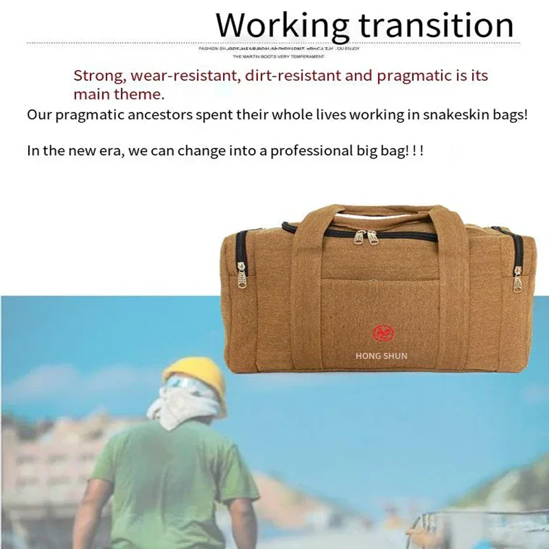 sac de voyage en toile épaisse pour homme, sac à bandoulière surdimensionné, sac à vêtements de travail, sac de déménagement