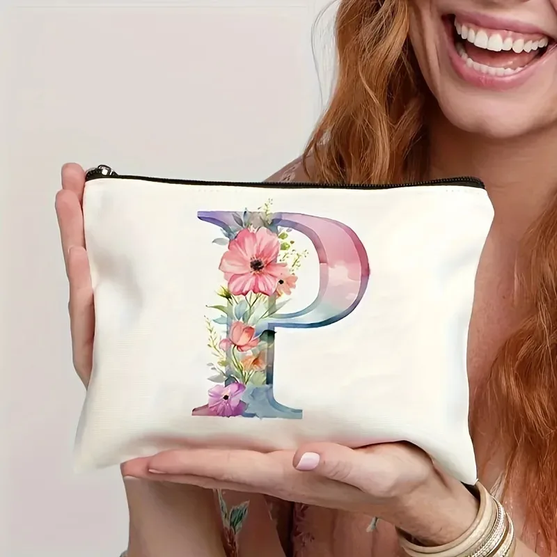 trousse de maquillage pour femme a-z lettre motif créatif sacs de maquillage sac de rangement sacs à fermeture éclair pochette de maquillage