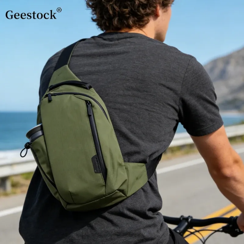 sac à bandoulière d'extérieur pour hommes, sac de poitrine à la mode, sac à dos de sport avec poche pour bouteille d'eau, convient pour tablette de 11 pouces