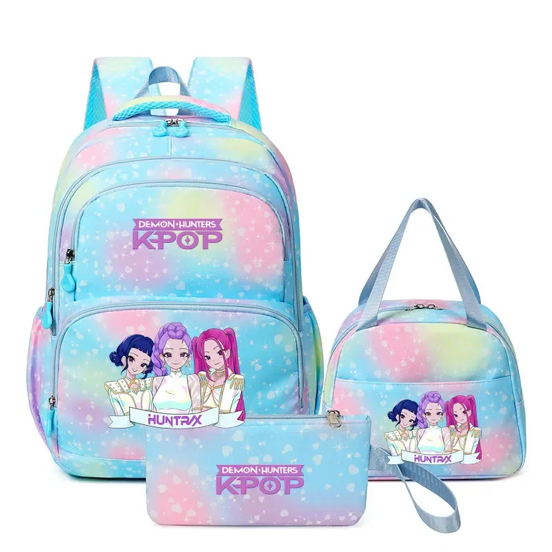 kpop demon hunters – sac à dos pour ordinateur portable pour filles, 3 pièces, sac à dos huntr/x pour adolescents, garçons et femmes, mochila de voyage pour usage quotidien