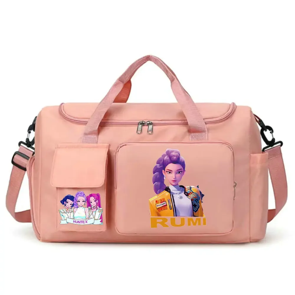 kpop demon hunters – bagage à main de grande capacité pour filles et garçons, sac de sport et de fitness avec séparation sec-humide, sac de voyage pour courtes distances