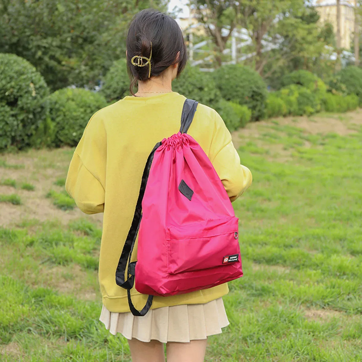 sac à dos d'extérieur en tissu oxford pour femmes, sac à cordon léger en nylon, sac à dos de sport de voyage, grande capacité, sac de randonnée polyvalent