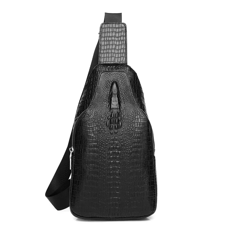 sac de poitrine vintage en cuir véritable schlatum pour homme, motif crocodile, sac de voyage de luxe pour homme, sac bandoulière multifonction